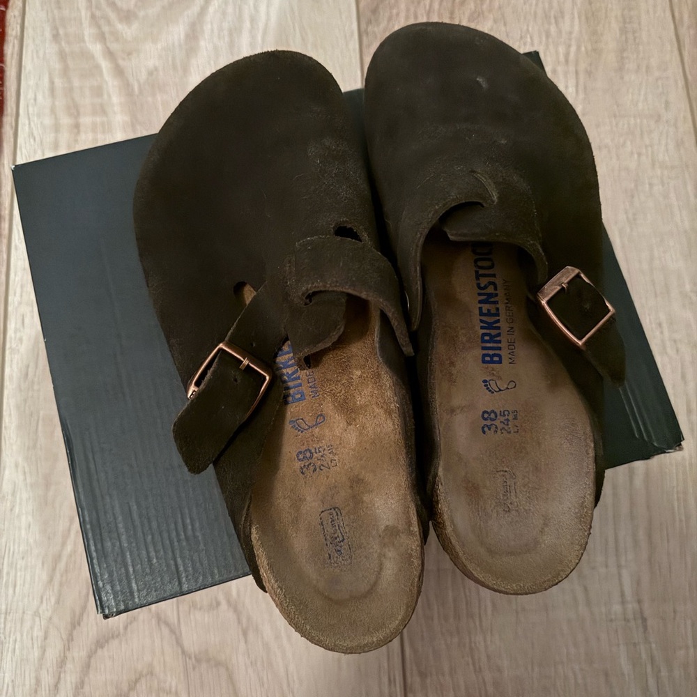 Birkenstock Boston Soft Footbed Mocha Suede Leather